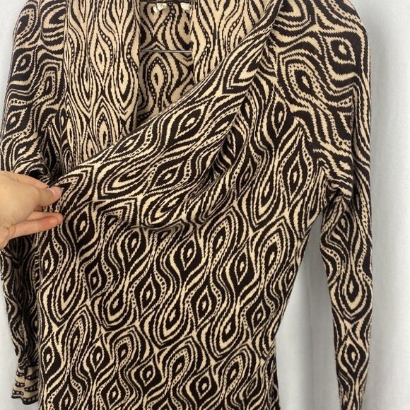 Anthropologie Moth The Eyes Have It Open Abstract Cardigan - Brown - Size Small - Picture 3 of 10